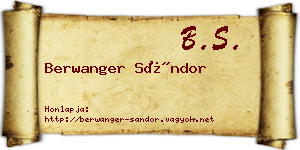 Berwanger Sándor névjegykártya