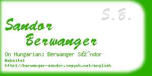 sandor berwanger business card